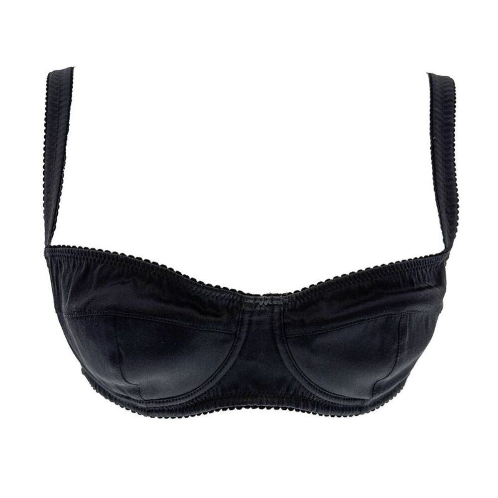 Dolce & Gabbana Essential Black Minimalist Underwire Satin Bra - Picture 2 of 4